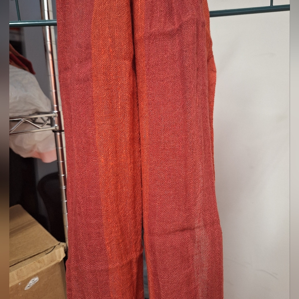 Red & Rust Linen Scarf - Picture 3 of 6